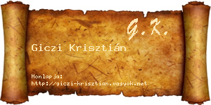 Giczi Krisztián névjegykártya